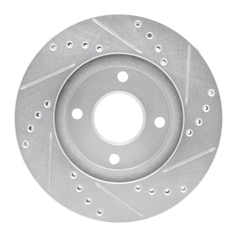 Ford Contour Brake Rotor (1) - Front Left - R1 Concepts - Drilled & Slotted - Silver - `95-`04